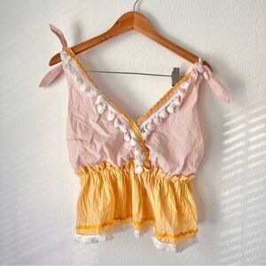 Voge Boutique Yellow Striped Tassel Fringe Tank Sz L